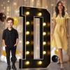 Pooqla 4 FT Marquee Light Up Letters, Black Marquee Letter Lights 4 Feet Tall, Giant Letter Sign Big Mosaic Letters for Balloons Birthday Party Anniversary Wedding Decorations, Warm White Letter D view 1