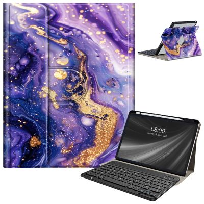 AIRWEE Keyboard Case for iPad Pro 12.9 inch 6th Generation 2022,for iPad Pro 12.9" 5th Gen 2021/4th Gen 2020 Case with Keyboard & Pencil Holder,Clear Rotate Stand for iPad 12.9 Pro Case,Marbling 3