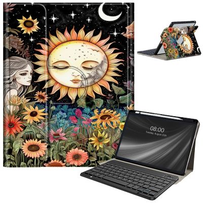 AIRWEE Keyboard Case for iPad Pro 12.9 inch 6th Generation 2022,for iPad Pro 12.9" 5th Gen 2021/4th Gen 2020 Case with Keyboard & Pencil Holder,Clear Rotate Stand for iPad 12.9 Pro Case,Flower Girl