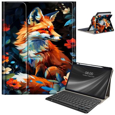 AIRWEE Keyboard Case for iPad Pro 12.9 inch 6th Generation 2022,for iPad Pro 12.9" 5th Gen 2021/4th Gen 2020 Case with Keyboard & Pencil Holder,Clear Rotate Stand for iPad 12.9 Pro Case,Cute Fox