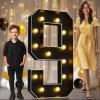 Pooqla 4 FT Light Up Marquee Numbers, Black Marquee Number Lights 4 Feet Tall for 9th 19th 90th Birthday, Giant Letter Big Mosaic Numbers for Balloons Party Anniversary Wedding Decorations, Number 9 view 1