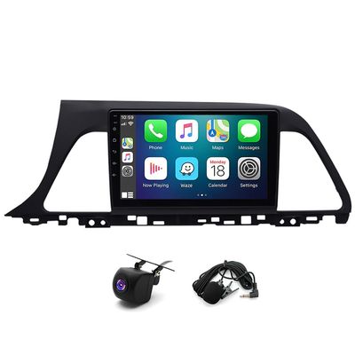2+32G Android 13 Double Din Car Stereo GPS Navigation Compatible with Sonata 15-17 with Wireless CarPlay iOS/Android Auto 9" Touch Screen Car Radio Audio Receiver Bluetooth WiFi + Camera,Microphone