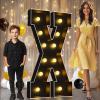 Pooqla 4 FT Marquee Light Up Letters, Black Marquee Letter Lights 4 Feet Tall for Birthday Decoration, Big Mosaic Letters Sign for Balloons Party Anniversary Wedding Decorations, Giant Warm White X view 1