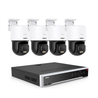 ANNKE 3K Security Camera System with PT Auto-Tracking, 4pcs 340Pan 105Tilt PoE Cameras Home Surveillance Wired Outdoor, 32CH H.265+ NVR, 2-Way Audio, Color Night Vision,(HDD Not Included)