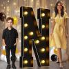 Pooqla 4 FT Marquee Light Up Letters, Black Letter Lights 4 Feet Tall, Giant Sign Big Mosaic for Balloons Birthday Party Anniversary Wedding Decorations, Warm White N view 1