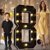 Pooqla 4 FT Light Up Marquee Numbers, Black Marquee Number Lights 4 Feet Tall for 8th 18th 80th Birthday, Giant Letter Big Mosaic Numbers for Balloons Party Anniversary Wedding Decorations, Number 8 view 1