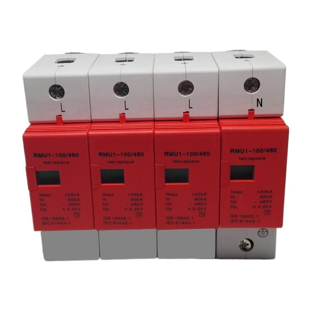 Boartechs Voltage Surge Arrester Device SPD 60-100KA 3P+N Surge Arrester Protection Device Electric House Surge Protector D ~420V AC