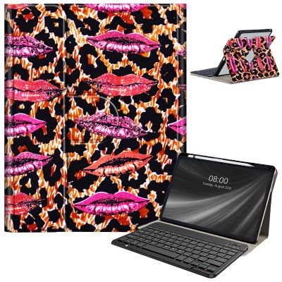 AIRWEE Keyboard Case for iPad Pro 12.9 inch 6th Generation 2022,for iPad Pro 12.9" 5th Gen 2021/4th Gen 2020 Case with Keyboard & Pencil Holder,Clear Rotate Stand for iPad 12.9 Pro Case,Leopard Lips
