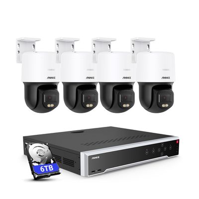 ANNKE 3K Security Camera System with PT Auto-Tracking, 4pcs 340Pan 105Tilt PoE Cameras Home Surveillance Wired Outdoor, 32CH H.265+ NVR, 2-Way Audio, Color Night Vision,(6TB HDD Included)