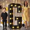 Pooqla 4 FT Marquee Light Up Letters, Black Letter Lights 4 Feet Tall, Giant Sign Big Mosaic for Balloons Birthday Party Anniversary Wedding Decorations, Warm White G view 1