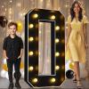 Pooqla 4 FT Marquee Light Up Letters, Black Marquee Letter Lights 4 Feet Tall for Birthday Decoration, Big Mosaic Letters Sign for Balloons Party Anniversary Wedding Decorations, Giant Warm White O view 1