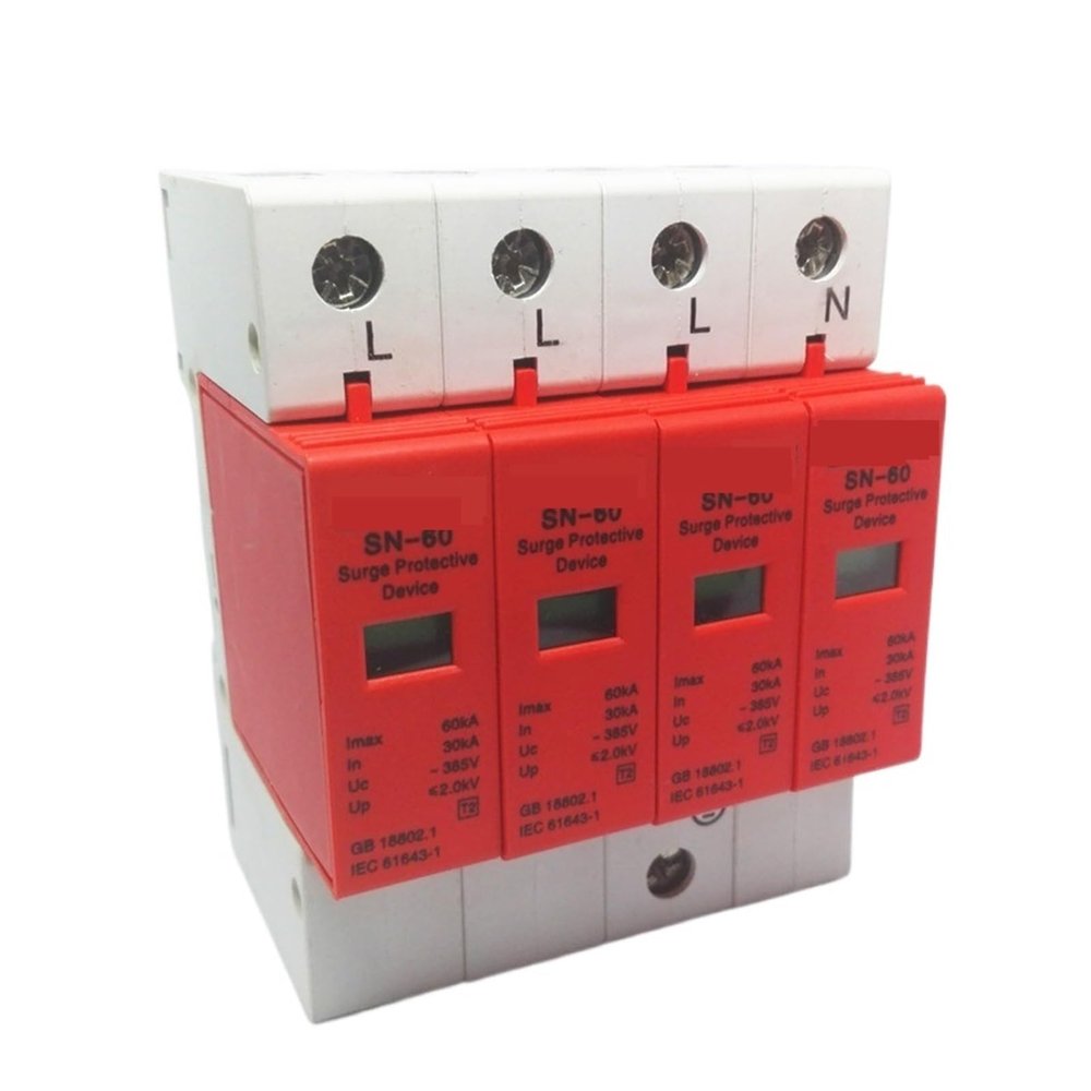 Boartechs Voltage Surge Arrester Device SPD 30KA-60KA 4P Surge Arrester Protection Device Electric House Surge Protector D ~385V AC