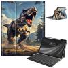 AIRWEE Keyboard Case for iPad Pro 12.9 inch 6th Generation 2022,for iPad Pro 12.9" 5th Gen 2021/4th Gen 2020 Case with Keyboard & Pencil Holder,Clear Rotate Stand for iPad 12.9 Pro Case,Dinosaur view 1