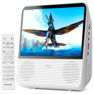 ROADOM 9.8" Portable DVD Player with Screen, 7'' HD 1024*600 Digital Screen, 4000 mAh Rechargeable, Hi-Fi Stereo Sound, Remote Control, Sync TV,Resume Playback, DVD/CD/Bluetooth/USB/Line/Timer/Repeat