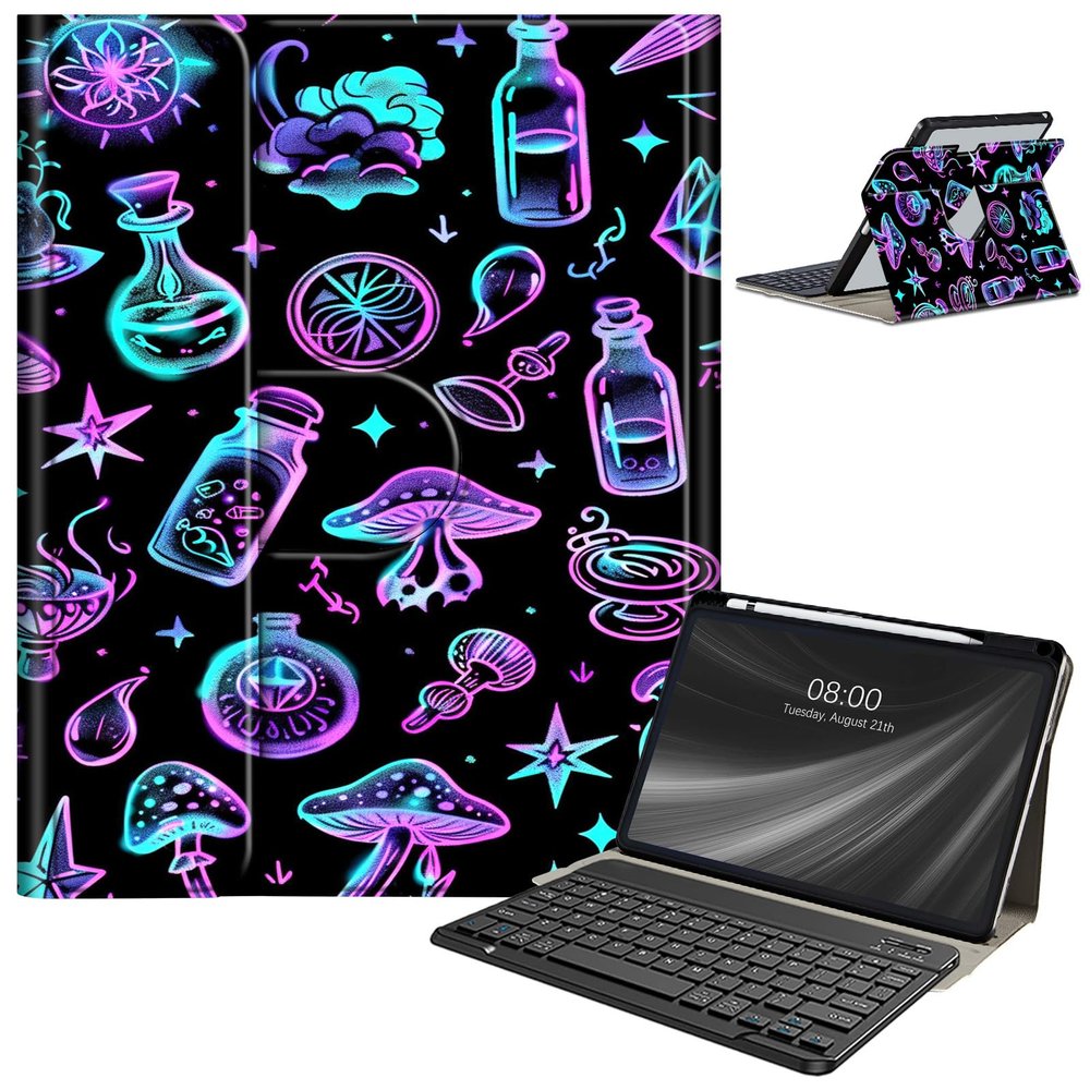 AIRWEE Keyboard Case for iPad Pro 12.9 inch 6th Generation 2022,for iPad Pro 12.9" 5th Gen 2021/4th Gen 2020 Case with Keyboard & Pencil Holder,Clear Rotate Stand for iPad 12.9 Pro Case,Magic Potion