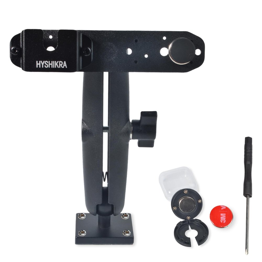 HYSHIKRA Universal Walkie-Talkie and CB Microphone Bracket, Self Tapping Screw Mounting Radio Holder with Mobile Mic Magnetic Kit for Baofeng Cobra Yaesu Midland Motorola
