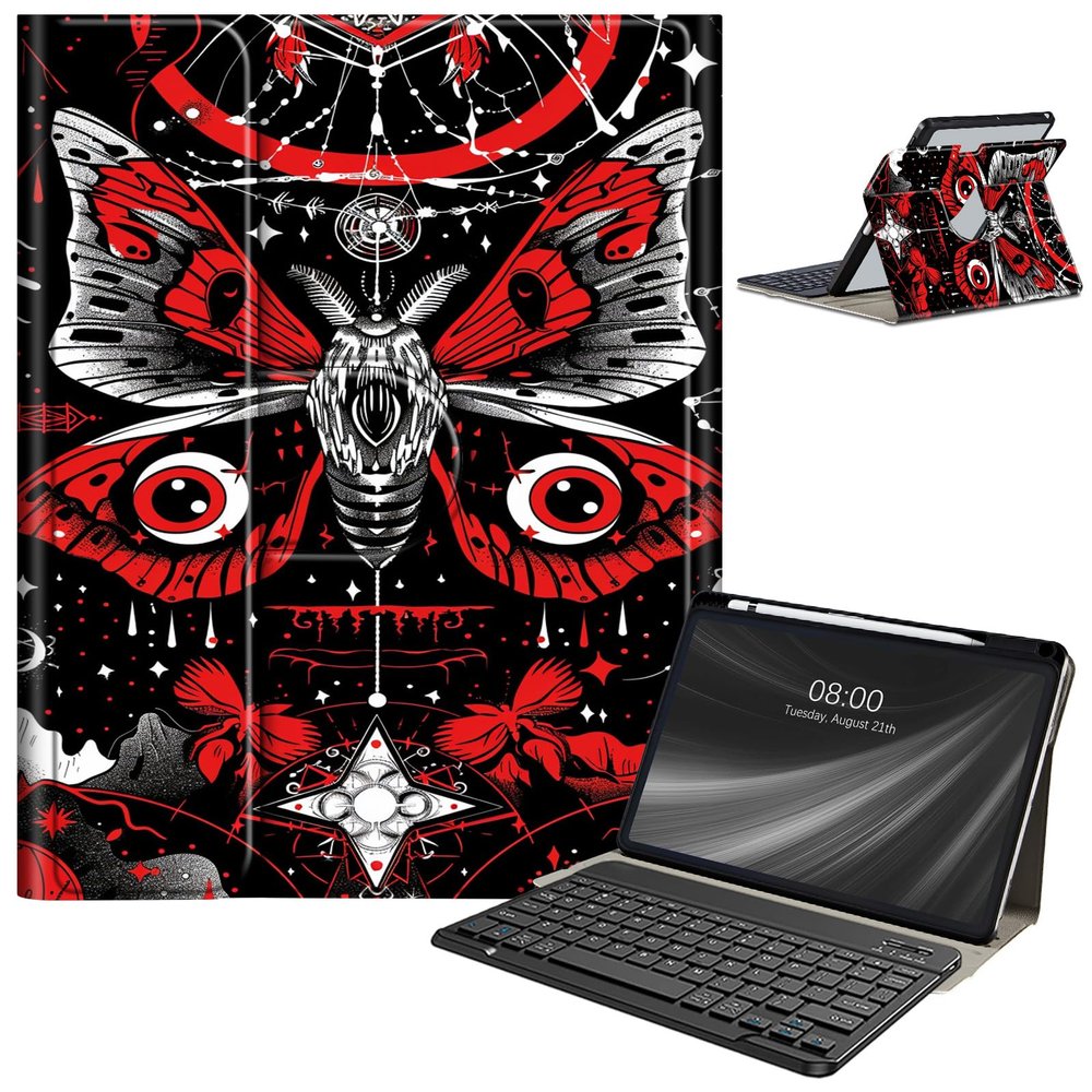 AIRWEE Keyboard Case for iPad Pro 12.9 inch 6th Generation 2022,for iPad Pro 12.9" 5th Gen 2021/4th Gen 2020 Case with Keyboard & Pencil Holder,Clear Rotate Stand for iPad 12.9 Pro Case,Black and Red