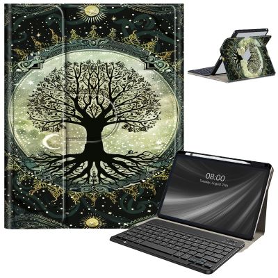 AIRWEE Keyboard Case for iPad Pro 12.9 inch 6th Generation 2022,for iPad Pro 12.9" 5th Gen 2021/4th Gen 2020 Case with Keyboard & Pencil Holder,Clear Rotate Stand for iPad 12.9 Pro Case,Tree Roots
