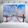 CHNYWORK 8x6ft Winter Park Backdrop Snowy Frozen Trees Wooden Fence Snowy Trails South Korea Winter Wonderland Background Asia Winter Holiday Party Decoration Photo Booth Studio Props Wallpaper view 1