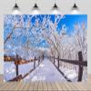 CHNYWORK 8x6ft Winter Park Backdrop Snowy Frozen Trees Wooden Fence Snowy Trails South Korea Winter Wonderland Background Asia Winter Holiday Party Decoration Photo Booth Studio Props Wallpaper view 2