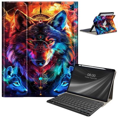 AIRWEE Keyboard Case for iPad Pro 12.9 inch 6th Generation 2022,for iPad Pro 12.9" 5th Gen 2021/4th Gen 2020 Case with Keyboard & Pencil Holder,Clear Rotate Stand for iPad 12.9 Pro Case,Blue Wolf