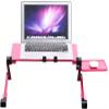Adjustable Laptop Bed Table, Foldable Portable Laptop Desk Laptop Stand Computer Table Stand Book Holder Light Weight Notebook Desk Workstation with Cooling Fan and Removable Mouse Tray (Rose Red) view 1