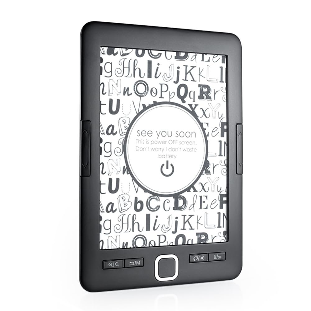 Docooler eReader, 6 Inch Glimmer-Free and Eye-Friendly Screen Reader, 8G of Storage PDF Reader with Protective Case, LED Display Light, Video, Audio, Dark Mode Option - Black