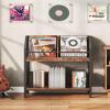 CHOEZON 2-Tier Vinyl Record Storage Holder Rack, 250 LP Albums Display Shelf, Wooden Vinyl Storage Rack with Wire Dividers for Records, CDs, Books, Rustic Brown and Black TCW07BF view 2