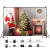 10x8ft Christmas Backdrop Santa Claus Fireplace Photography Background Xmas Tree Christmas Boxes Backdrop Socks Decorations for Xmas Party Banner Photo Background Pictures Shot Props view 3