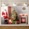 10x8ft Christmas Backdrop Santa Claus Fireplace Photography Background Xmas Tree Christmas Boxes Backdrop Socks Decorations for Xmas Party Banner Photo Background Pictures Shot Props view 4