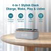 REACHER Alarm Clock Radio with Wireless Charging, Fast Magnetic Charging for Phone/iPhone, Bluetooth Speaker, FM Radio, Dimmable Digital Clock for College Dorm, Bedroom, Bedside, Desk view 2
