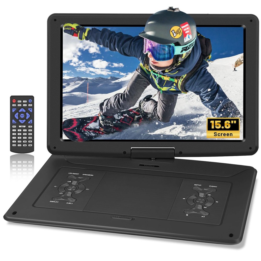 BOKYOK 17.9" Portable DVD Player with 15.6 Large HD Screen, 6Hrs Play, DVD Player Portable with Dual Speaker, Last Memory, Support SYNC TV/USB/SD Card, Play All Discs Format Except Blu-ray, Black