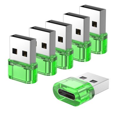 USB Male to C Adapter 6 Packs,USBA to C Super Fast Charging & OTG Function, USB-A totype-C Adapter Compatible with iPhone15/16/ 17Plus/AirPods Pro/Galaxy S20/ Google Pixel 7 6 5 4 (Green)