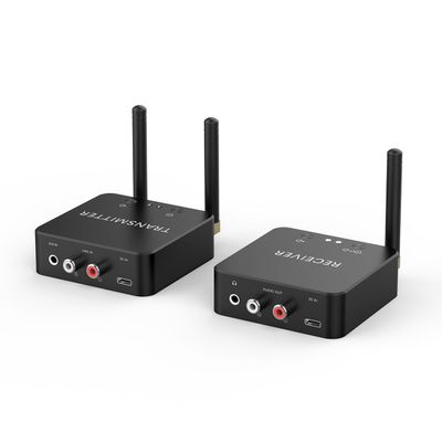 5.8GHz&5.2GHz Dual-Band Wireless Audio Transmitter Receiver for TV/PC, 160ft Long Range 0.018s Low Latency with Built-in 2.4G Bluetooth 5.3 Receiver, Wireless Adapter Kit with RCA(3.5mm) Out/Input