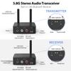 5.8GHz&5.2GHz Dual-Band Wireless Audio Transmitter Receiver for TV/PC, 160ft Long Range 0.018s Low Latency with Built-in 2.4G Bluetooth 5.3 Receiver, Wireless Adapter Kit with RCA(3.5mm) Out/Input view 2