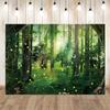 15x8ft Enchanted Forest Backdrop Tree Green Grass Glitter Sunlight Background for Girls Birthday Party Newborn Baby Shower Kids Children Portrait Wall Hanging Decor Photo Booth Prop view 1