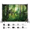 15x8ft Enchanted Forest Backdrop Tree Green Grass Glitter Sunlight Background for Girls Birthday Party Newborn Baby Shower Kids Children Portrait Wall Hanging Decor Photo Booth Prop view 2