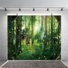 15x8ft Enchanted Forest Backdrop Tree Green Grass Glitter Sunlight Background for Girls Birthday Party Newborn Baby Shower Kids Children Portrait Wall Hanging Decor Photo Booth Prop view 3