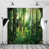 15x8ft Enchanted Forest Backdrop Tree Green Grass Glitter Sunlight Background for Girls Birthday Party Newborn Baby Shower Kids Children Portrait Wall Hanging Decor Photo Booth Prop view 4