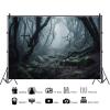 12x10ft Foggy Forest Backdrop Scary Spooky Forest Stone Bare Trees Halloween Party Background Birthday Newborn Baby Shower Kids Adult Portrait Wall Hanging Decor Photo Booth Prop view 2