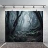 12x10ft Foggy Forest Backdrop Scary Spooky Forest Stone Bare Trees Halloween Party Background Birthday Newborn Baby Shower Kids Adult Portrait Wall Hanging Decor Photo Booth Prop view 3