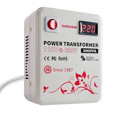 SUNSHUN Step Up Transformer 110v to 220v, 3000W Step Up Voltage Converter 110 to 220 Volt for 220v-240v Europe Asia Appliance Used In US With Voltage Display