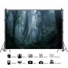 10x6.5ft Foggy Forest Backdrop Twilight Misty Forest Green Tree Path Nature Scenery Background Birthday Newborn Baby Shower Kids Adult Portrait Wall Hanging Decor Photo Booth Prop view 2