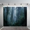 10x6.5ft Foggy Forest Backdrop Twilight Misty Forest Green Tree Path Nature Scenery Background Birthday Newborn Baby Shower Kids Adult Portrait Wall Hanging Decor Photo Booth Prop view 3