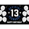 Pnylzzyxh Happy 13th Birthday Backdrop Official Teenager 13 Birthday Party Decoration Background for Boys Girls White Balloon 13 Years Old Birthday Party Cake Table Banner Studio Props 15x8ft view 2