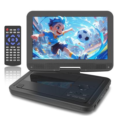BOKYOK 12.5" Portable DVD Player with 10.1 HD Swivel Screen, 5-6Hrs Play, DVD Player Portable with Dual Speaker, Support SYNC TV/USB/SD Card/AV, Play All Discs Format Except Blu-ray, Black