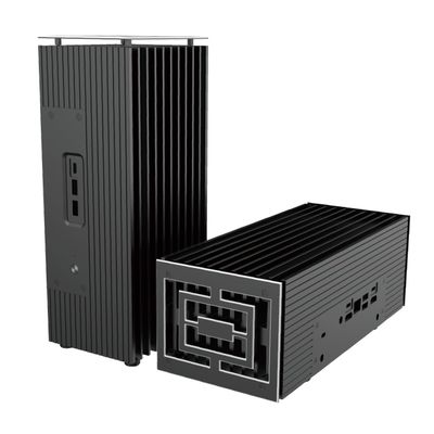 Akasa Turing RC Pro, Designed for ASUS NUC 14 Pro (Revel Canyon) Core i7, Aluminium Mini Fanless Case with Thermal Kit, Front USB A & C Ports, Vertical or Horizontal Placement, A-NUC101-M1B