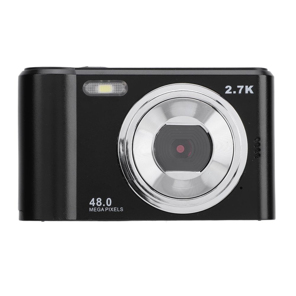 Wisoqu 2.7K Digital Camera, 8X Digital Zoom 48MP Vlog Camera, 2.4 Inch Screen, Built in Fill Light, Support USB Data Transmission, Autofocus, Compact Travel Video Camera (Black)
