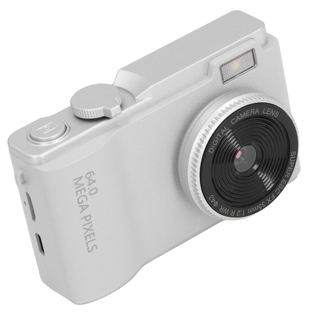 48MP 1080P Digital Camera for Photography,16x Zoom Autofocus Point and Shoot Cameras with 2.4 Inch Screen, Prevent Shaking Compact Travel Camera (White)