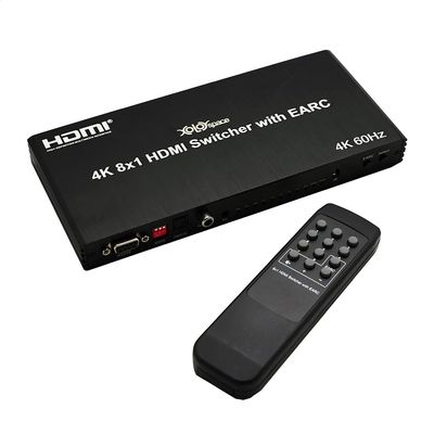 XOLORspace 21801 4k 60hz 8x1 HDMI Switch / 1X8 eARC Splitter Two in one w/Optical and 3.5mm Audio Extractor